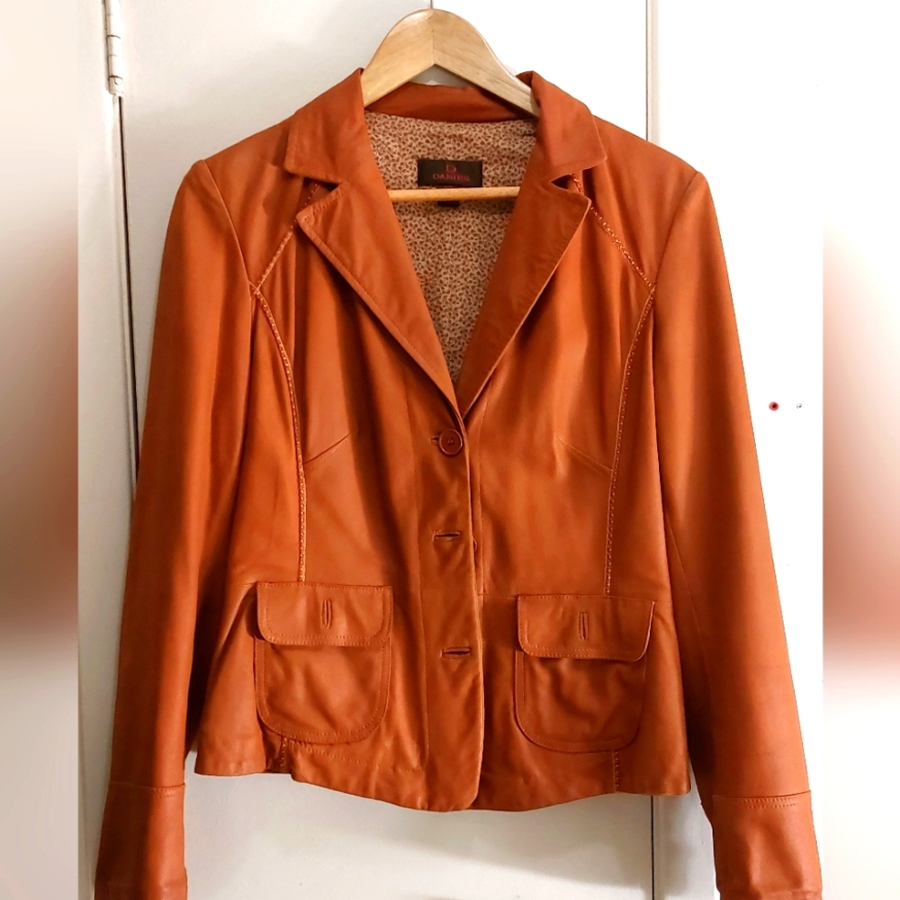 Danier Rust Coloured Genuine Leather Jacket